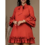 CasualRuffle Edge Solid Dress